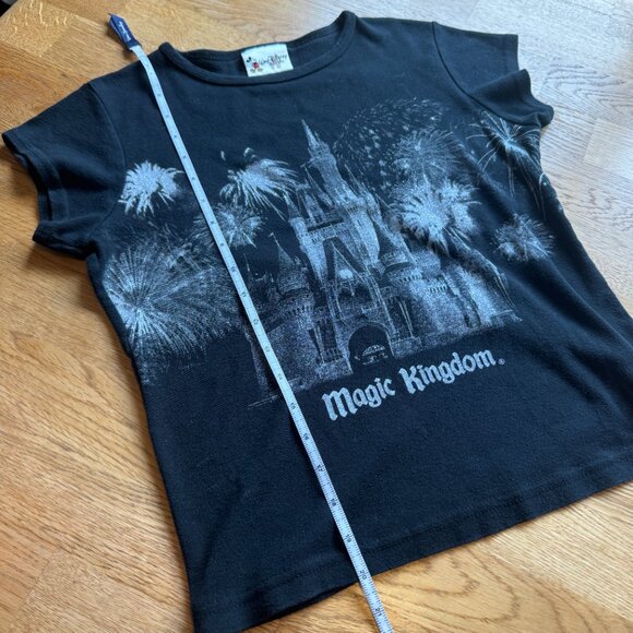Vintage Disney World Glitter Y2K Baby Tee Magic Kingdom Size Large - Picture 7 of 7